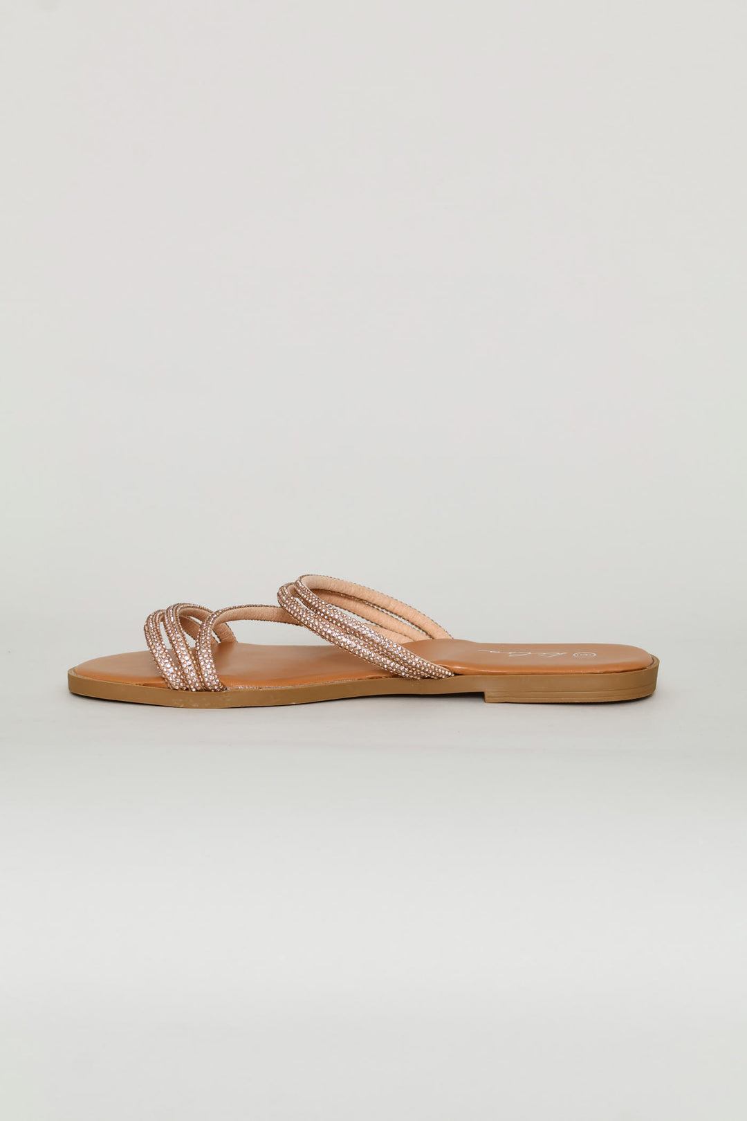 Diamante Z Strap Mule Sandal - Rose Gold
