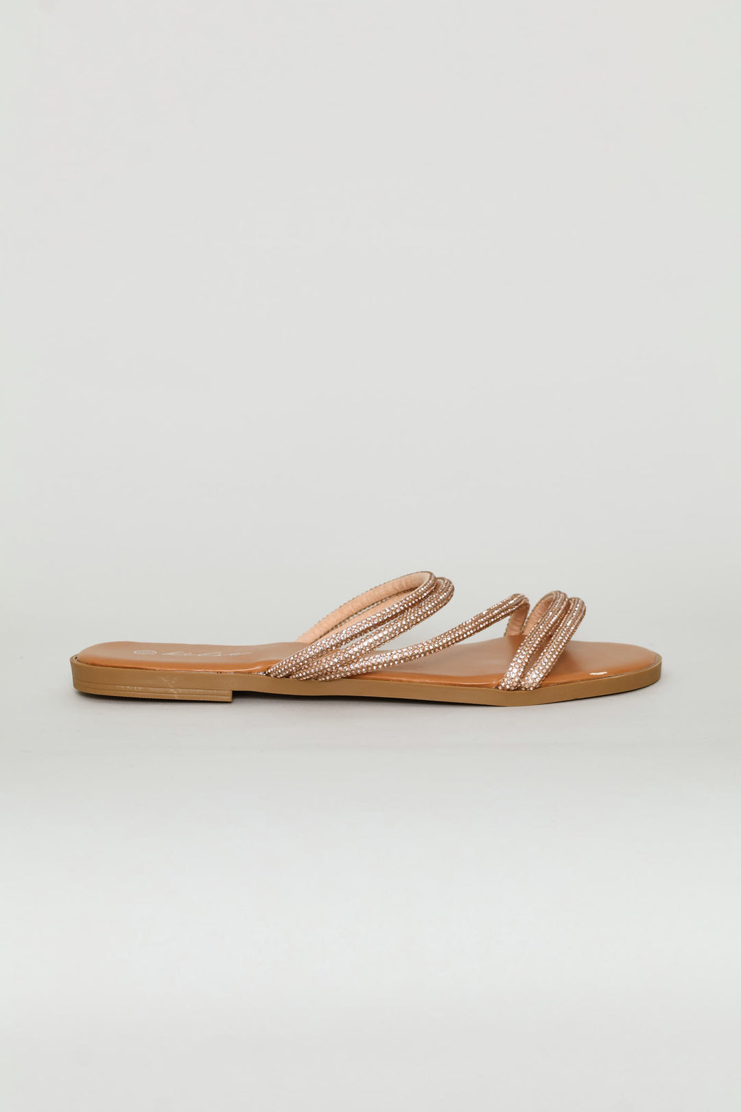Diamante Z Strap Mule Sandal - Rose Gold