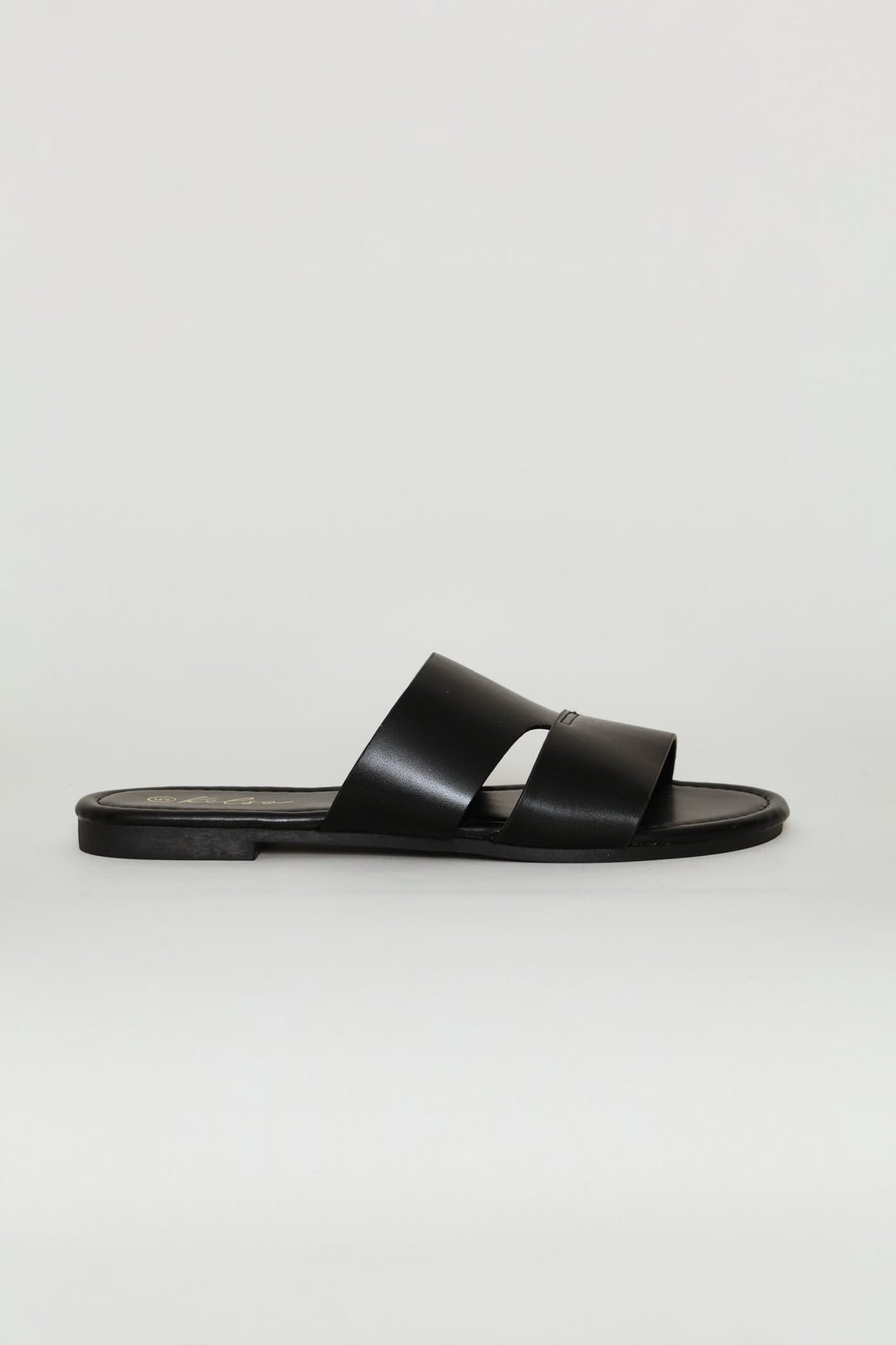 Stitch Detail Single Band Sandal - Black