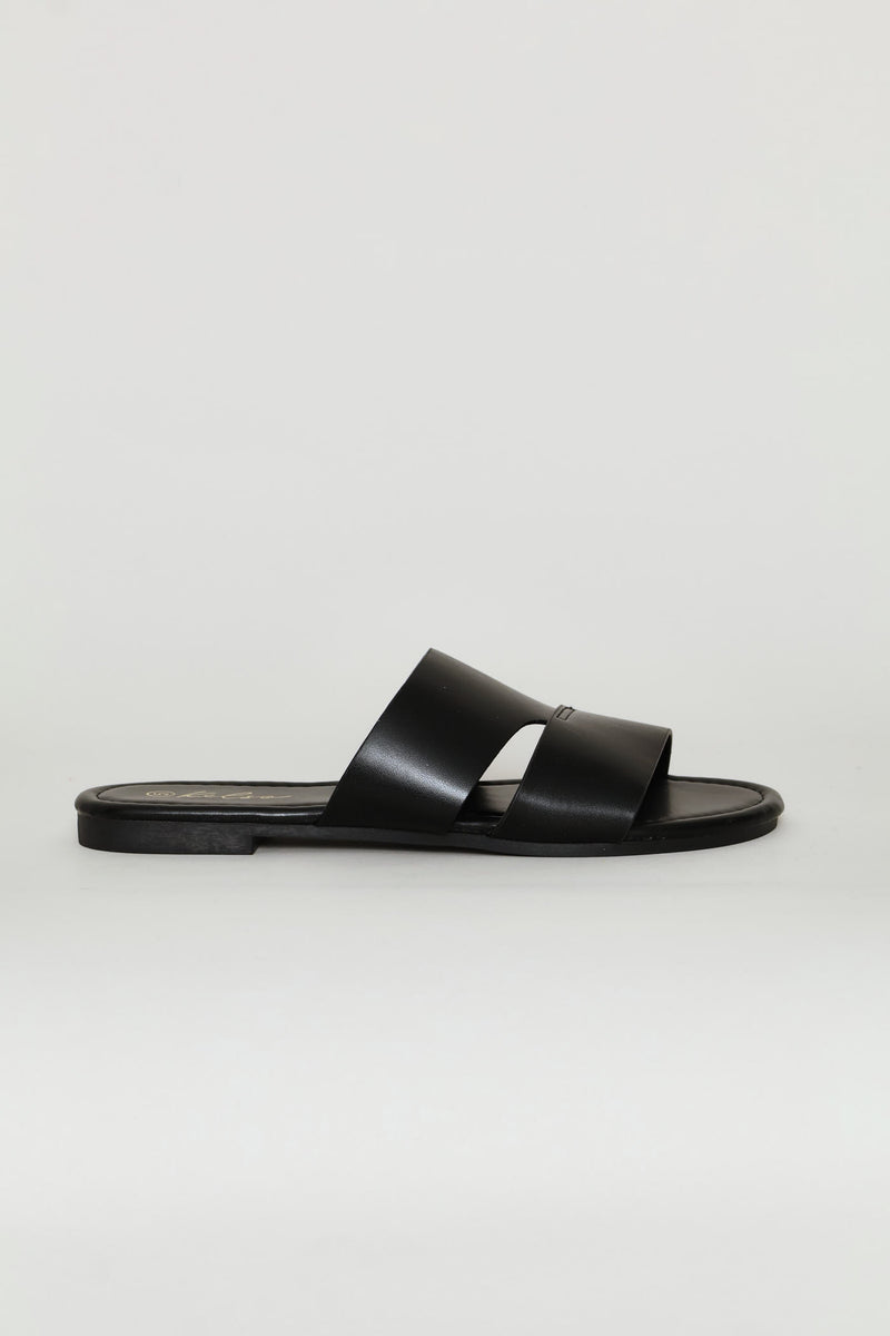 Stitch Detail Single Band Sandal - Black