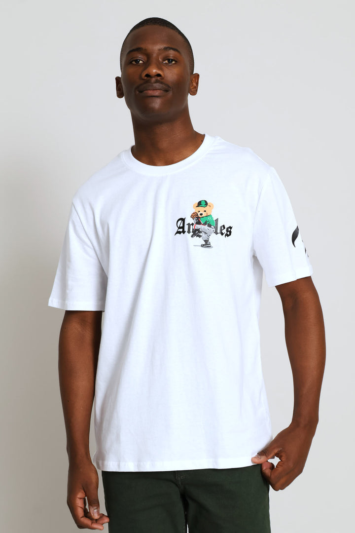 La Teddy Front & Back Tee - White