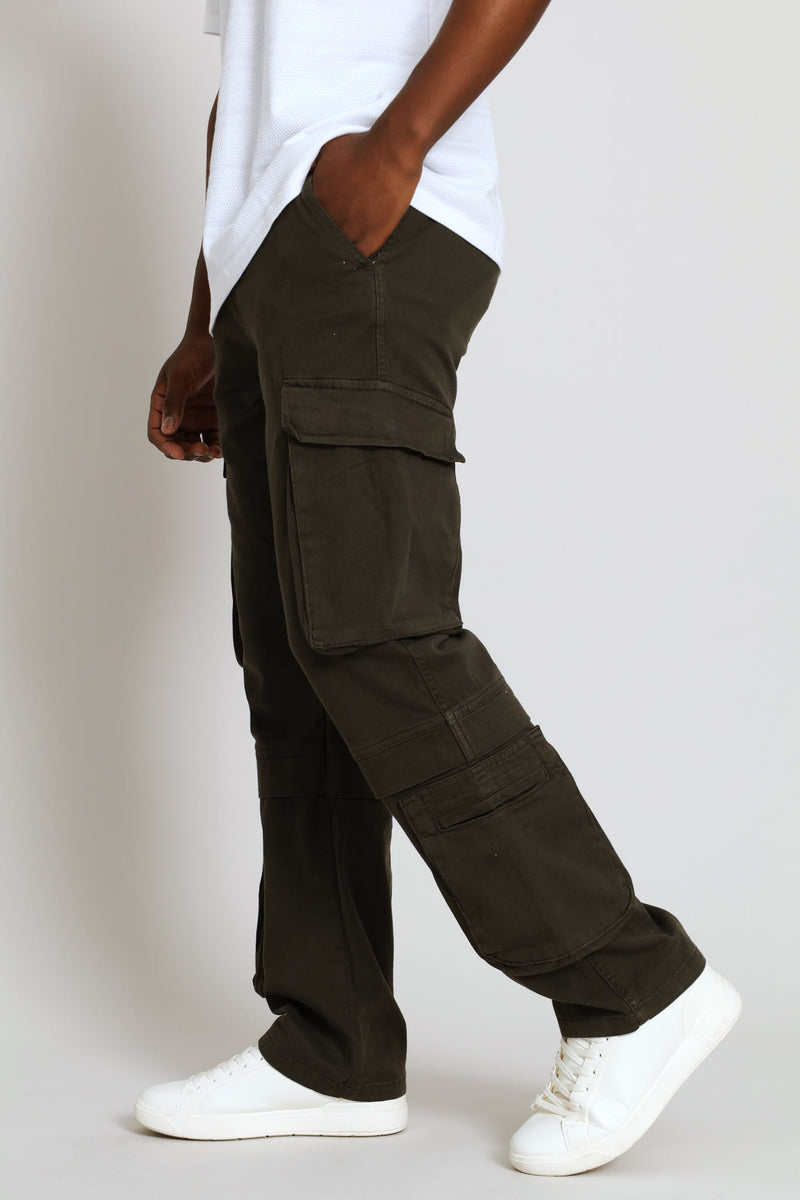 Long Pocket Stretch Cargo Pants - Fatigue