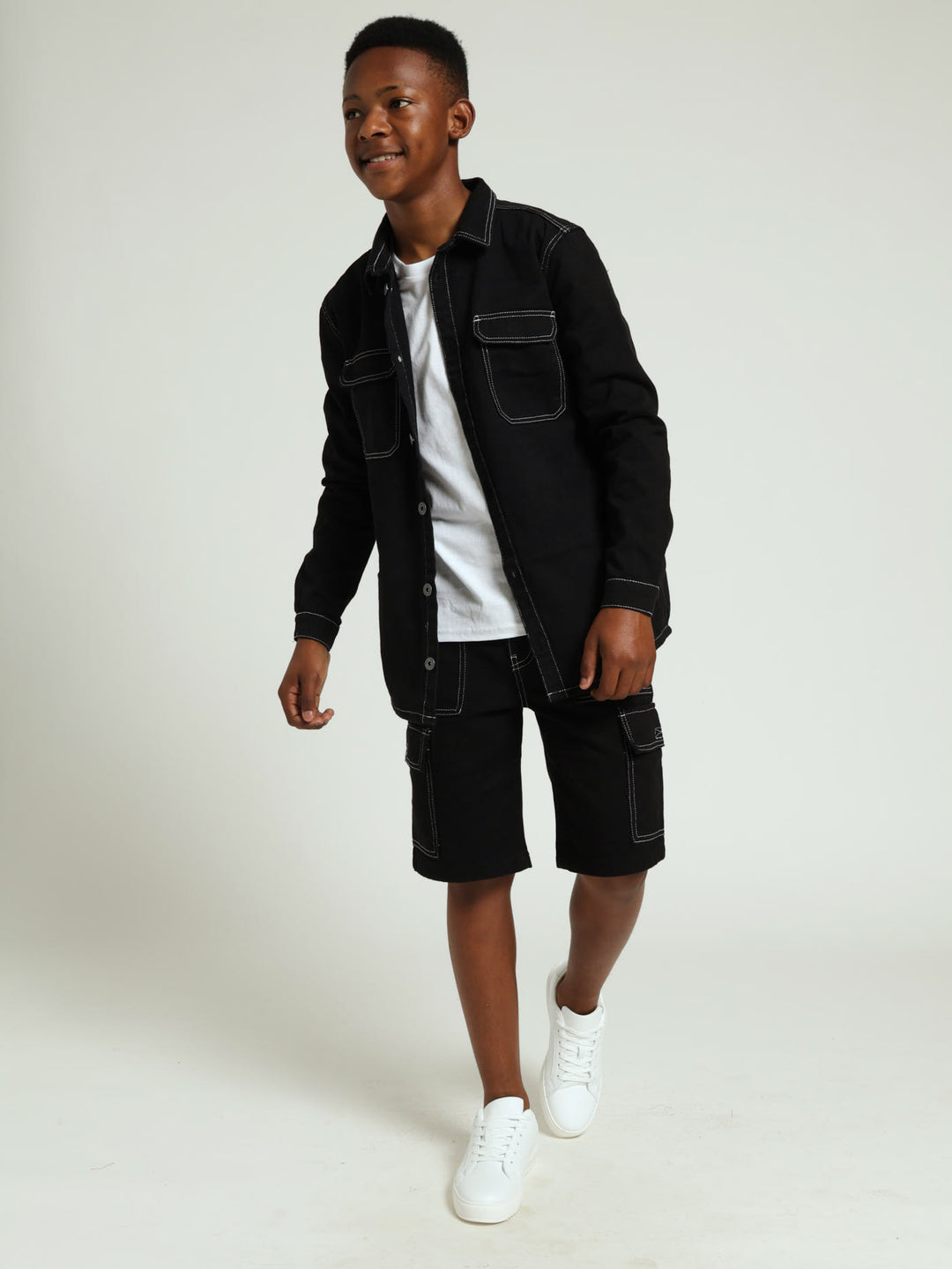 Boys Denim Shacket - Black