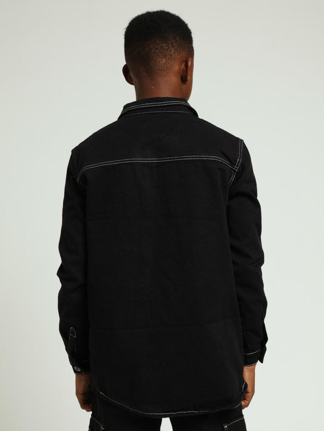 Boys Denim Shacket - Black
