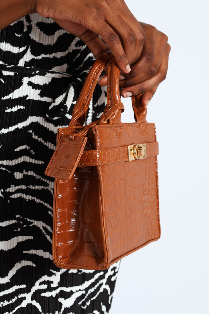 Updated Lock Charm Tote Bag - Tan