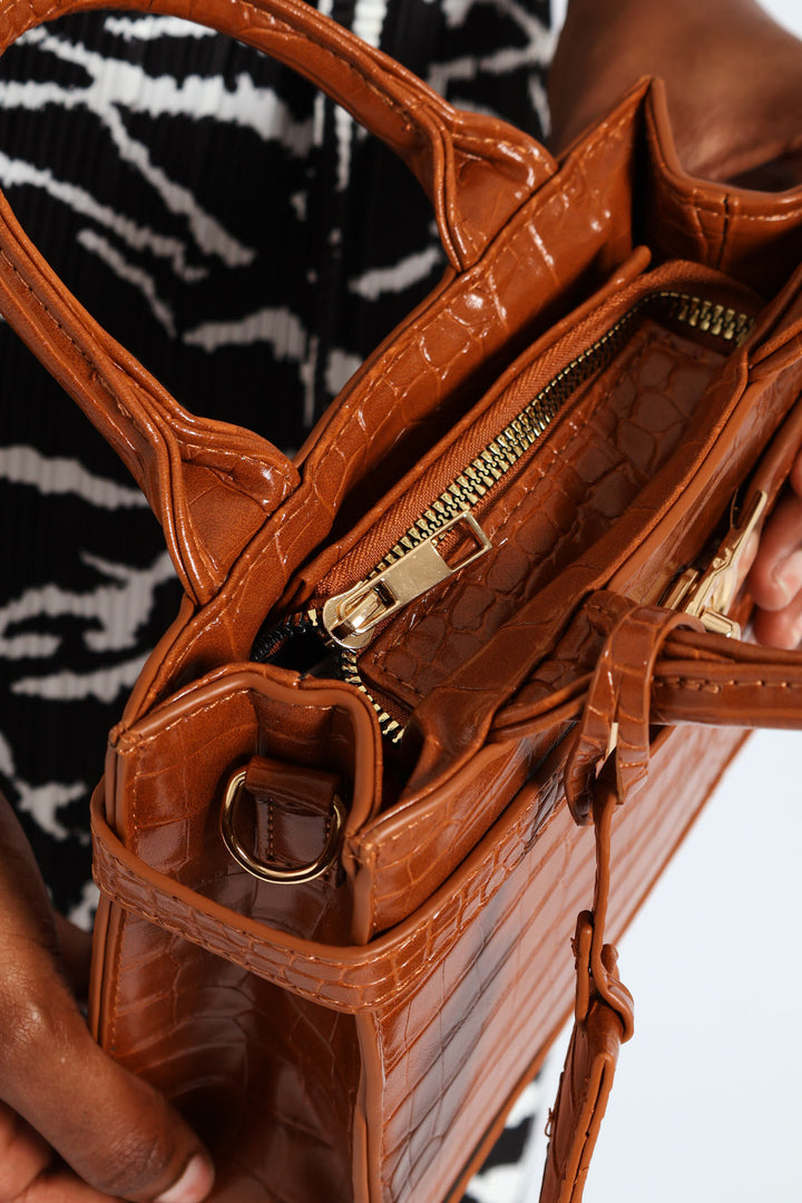 Updated Lock Charm Tote Bag - Tan