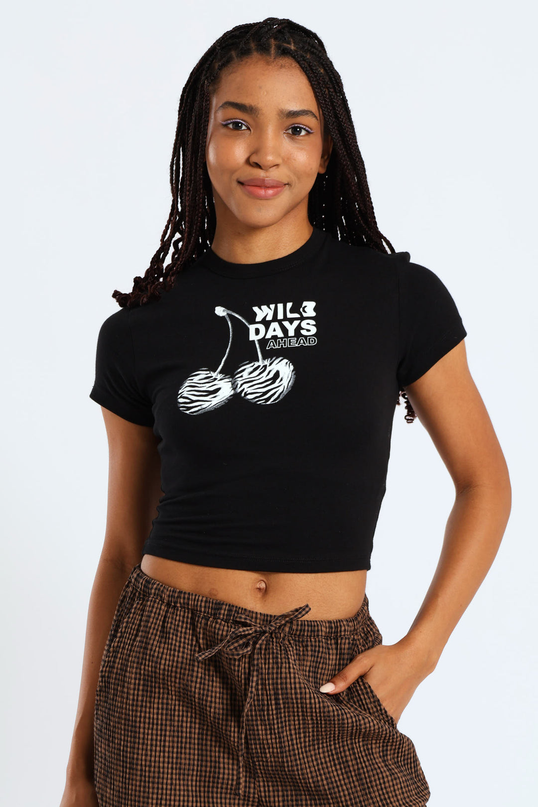 Zebra Cherry Baby Tee - Black