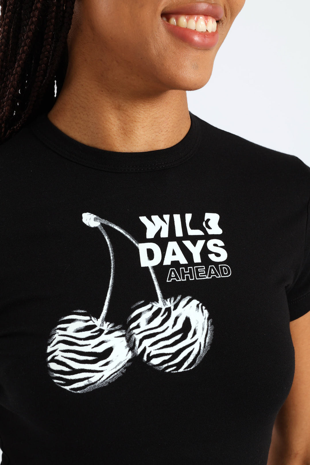 Zebra Cherry Baby Tee - Black