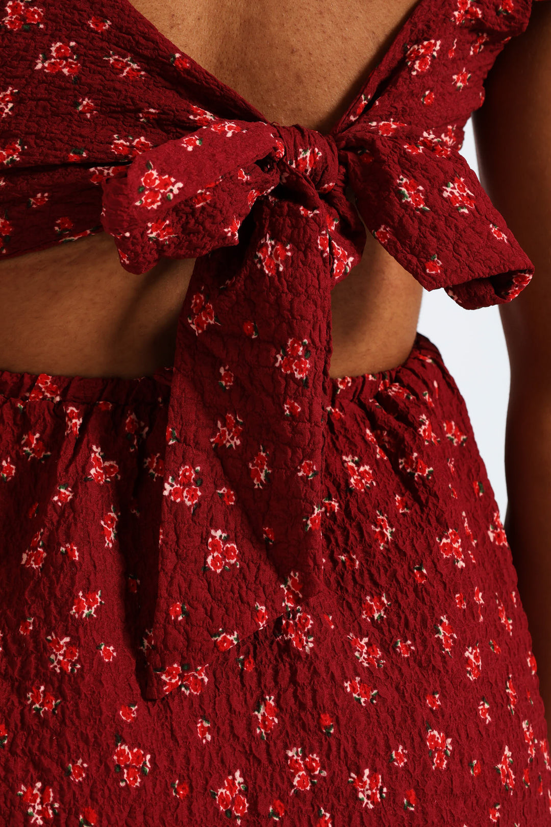 Frill Smock Mini Dress - Dark Burgandy