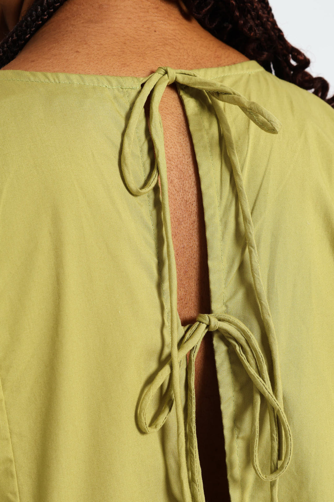 Short Sleeve Panelled Tie Back Mini Dress - Green