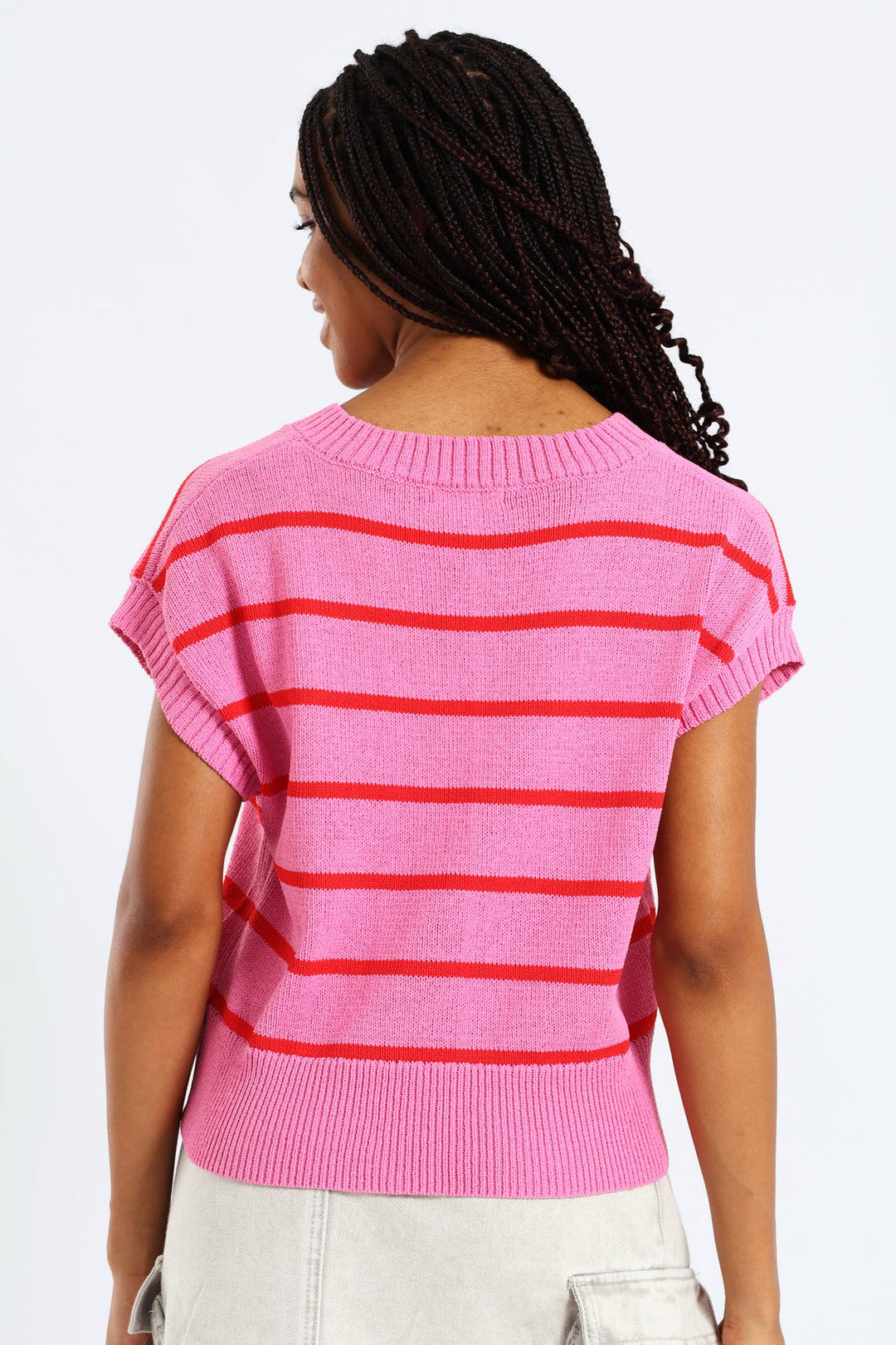 Stripe Knit Tee - Pink