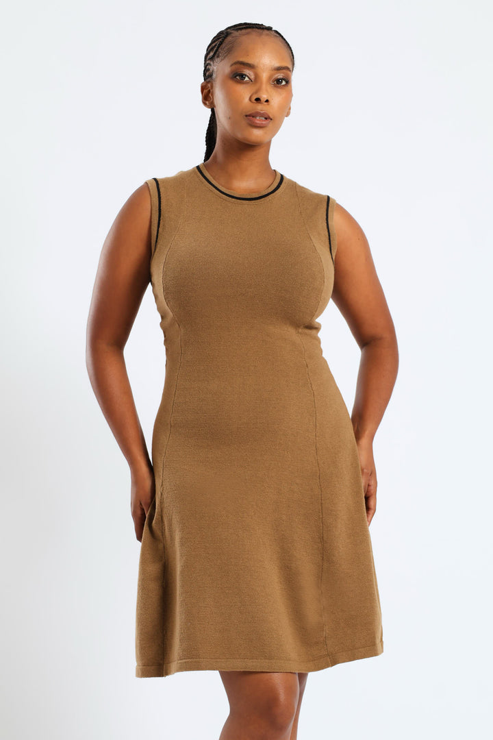 Panelled Tipped Skater Knitwear Dress
