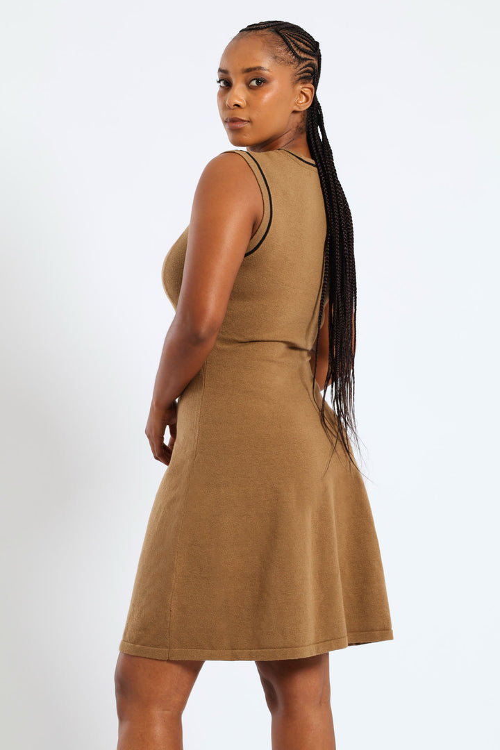 Panelled Tipped Skater Knitwear Dress