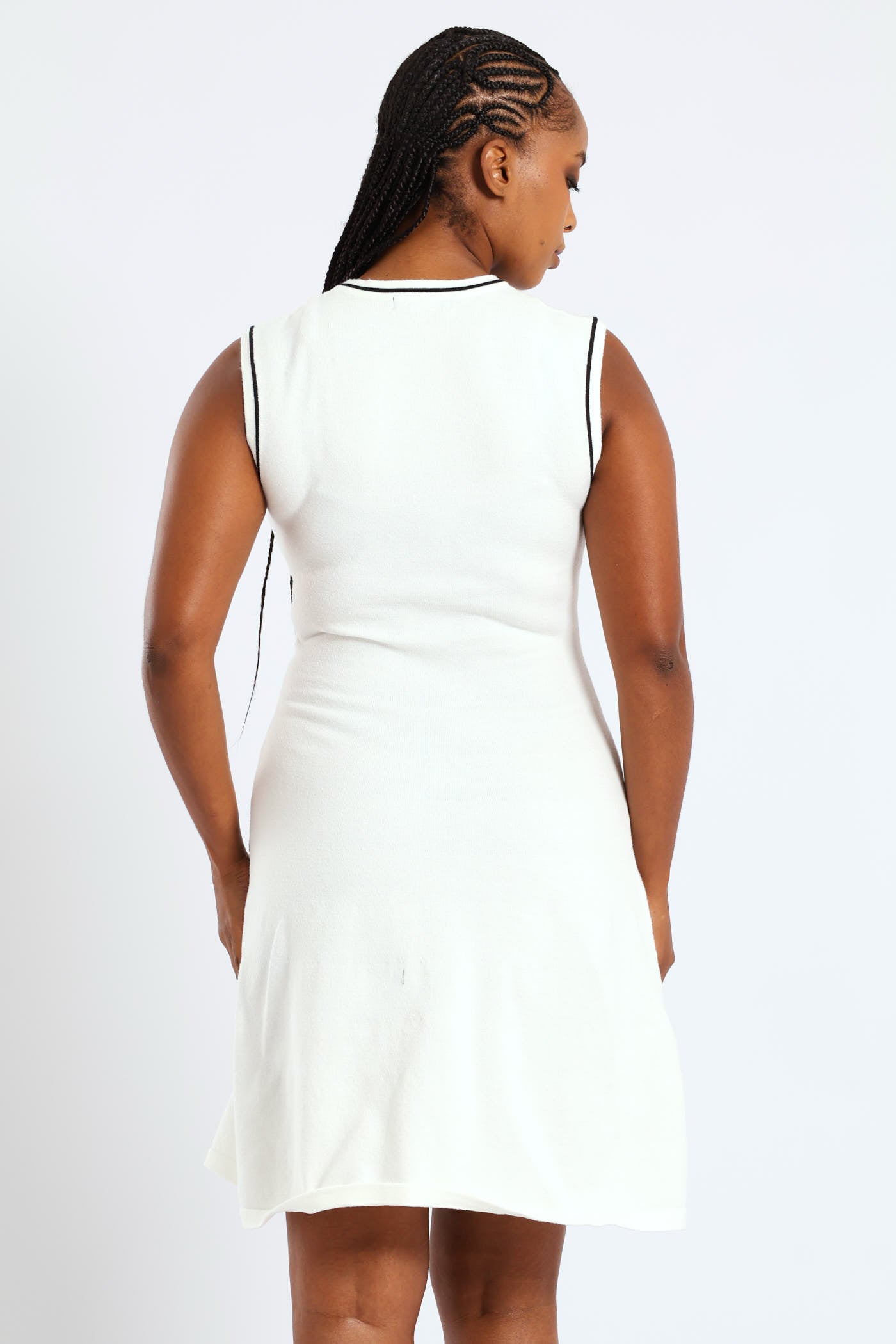 Ladies Panelled Tipped Skater Knitwear Dress - Cream – Edgars