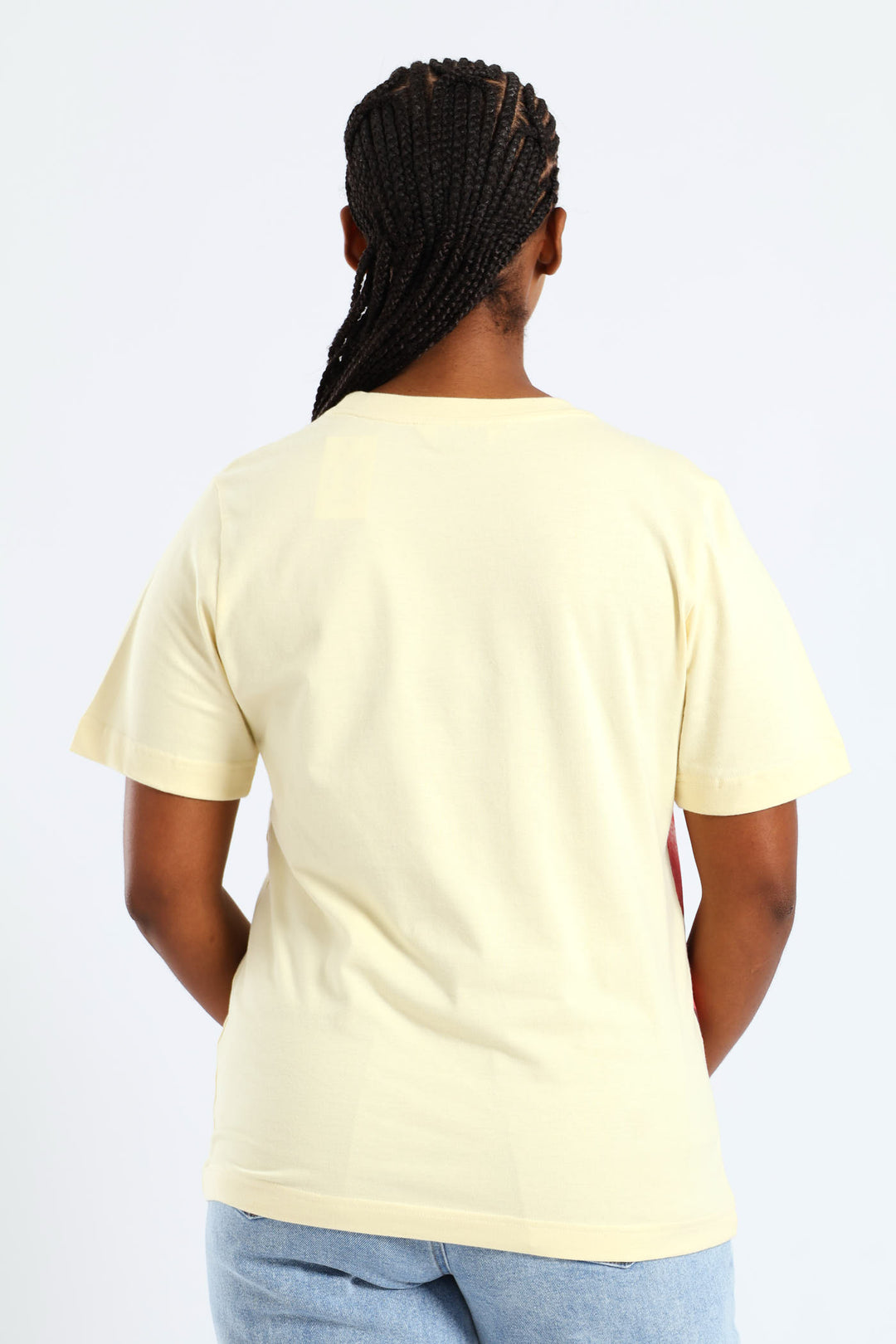 Short Sleeve Boxy Floral Placement Printed Tee  - Pastel Yellow