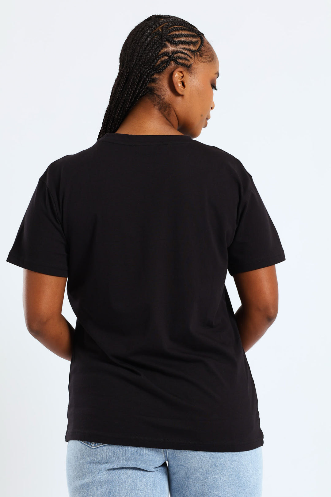 Short Sleeve Life Is Really Beautiful Flower Puff Regular Tee - Black