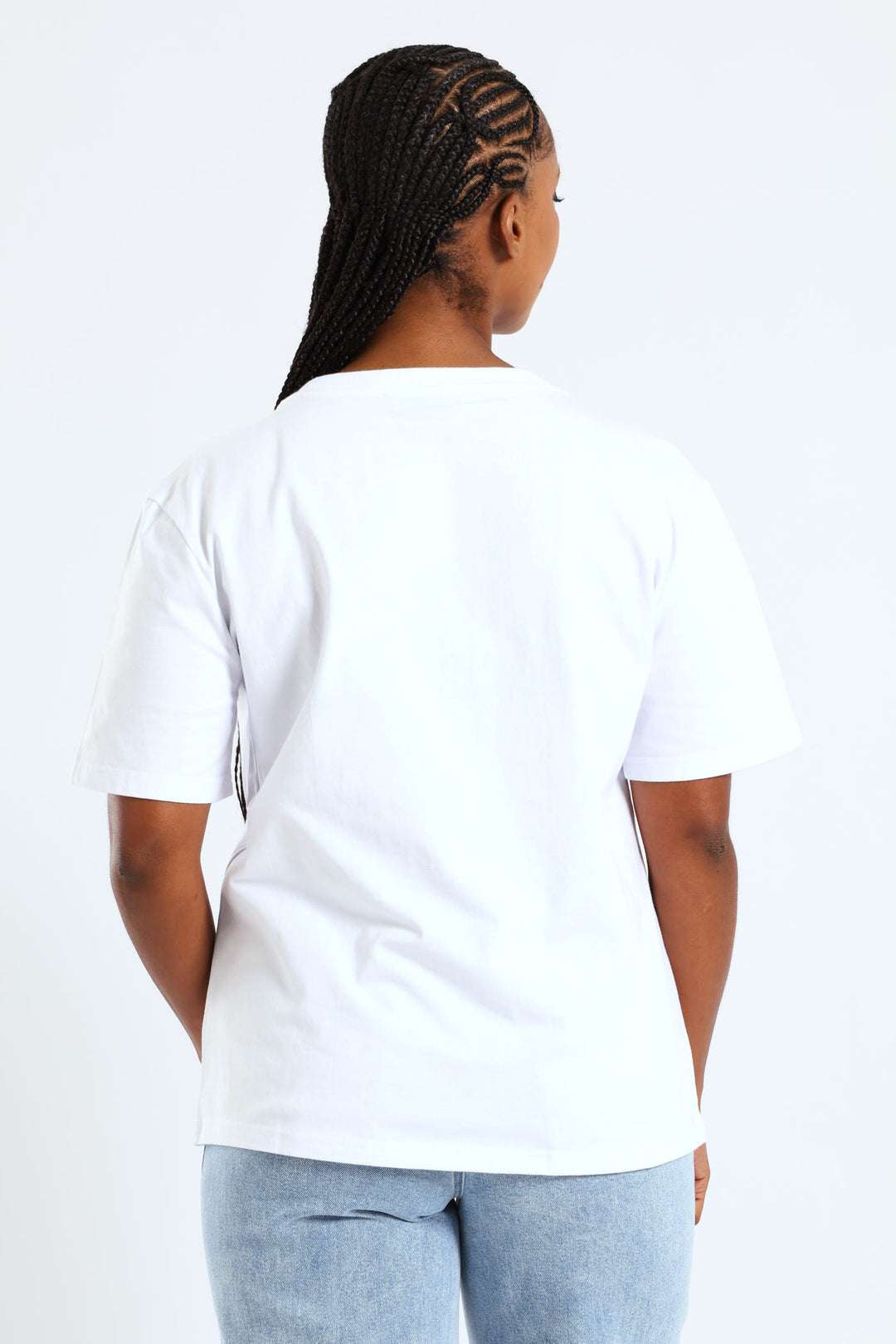 Rib Neck Cornelli Flowers Tee - White