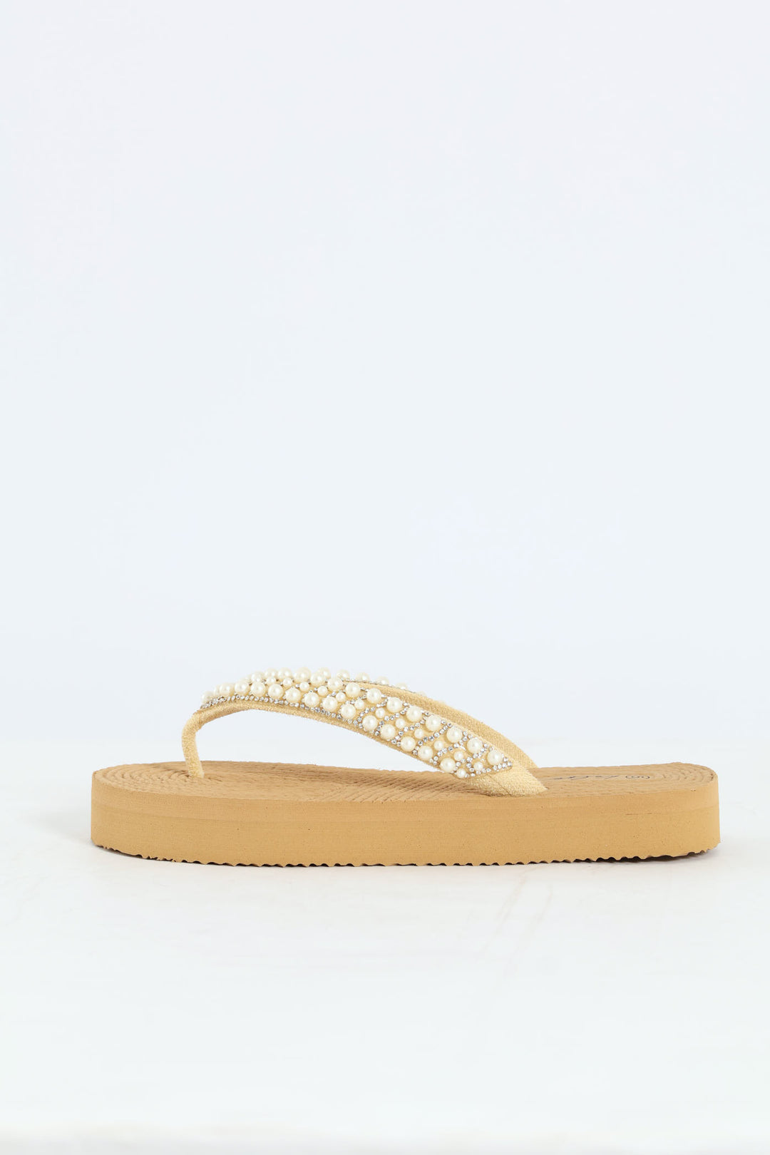 Pearl Thong Sandal On Flatform Outsole - Off White