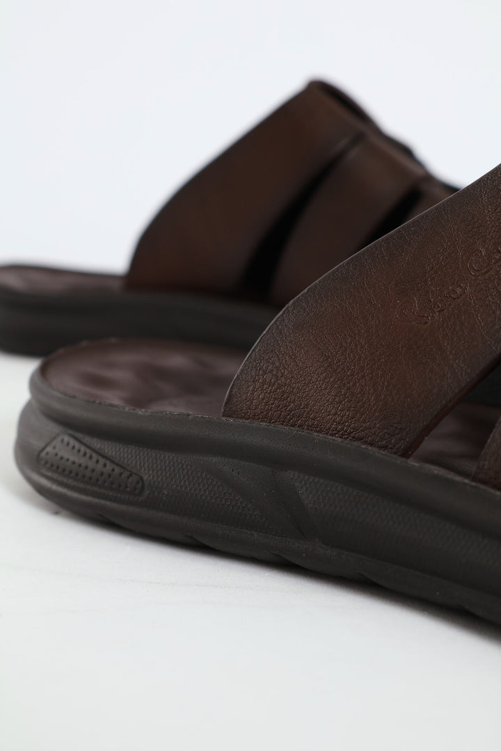 Comfort Strappy Upper Sandal - Brown