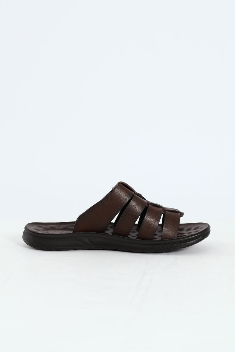 Comfort Strappy Upper Sandal - Brown