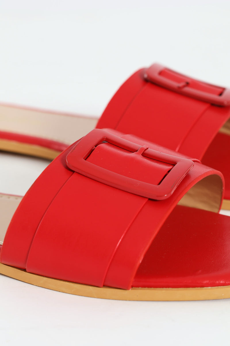 Monochrome Square Trim Sandal - Red