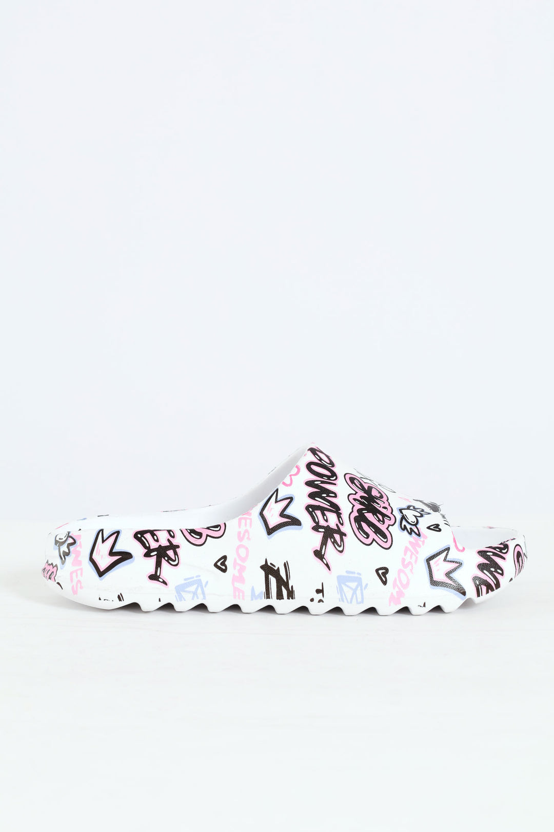 Girls Graffiti Slide - White/Pink