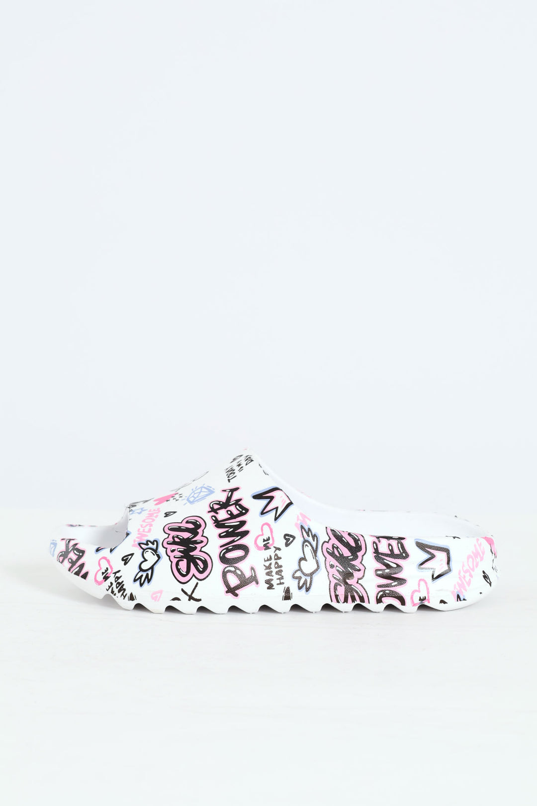 Girls Graffiti Slide - White/Pink