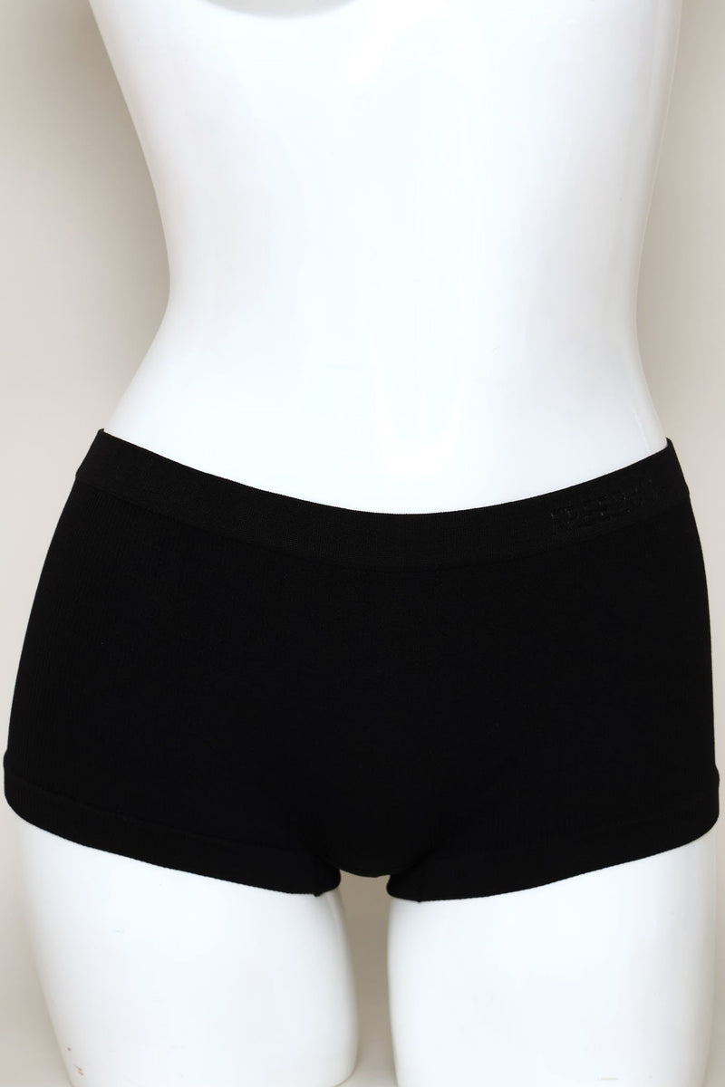 3 Pack Plain Seamless Boyleg Panties - Black/Mocca/White