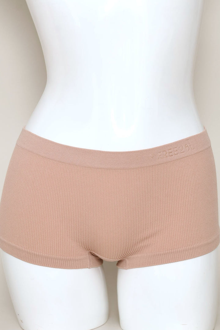 3 Pack Plain Seamless Boyleg Panties - Black/Mocca/White