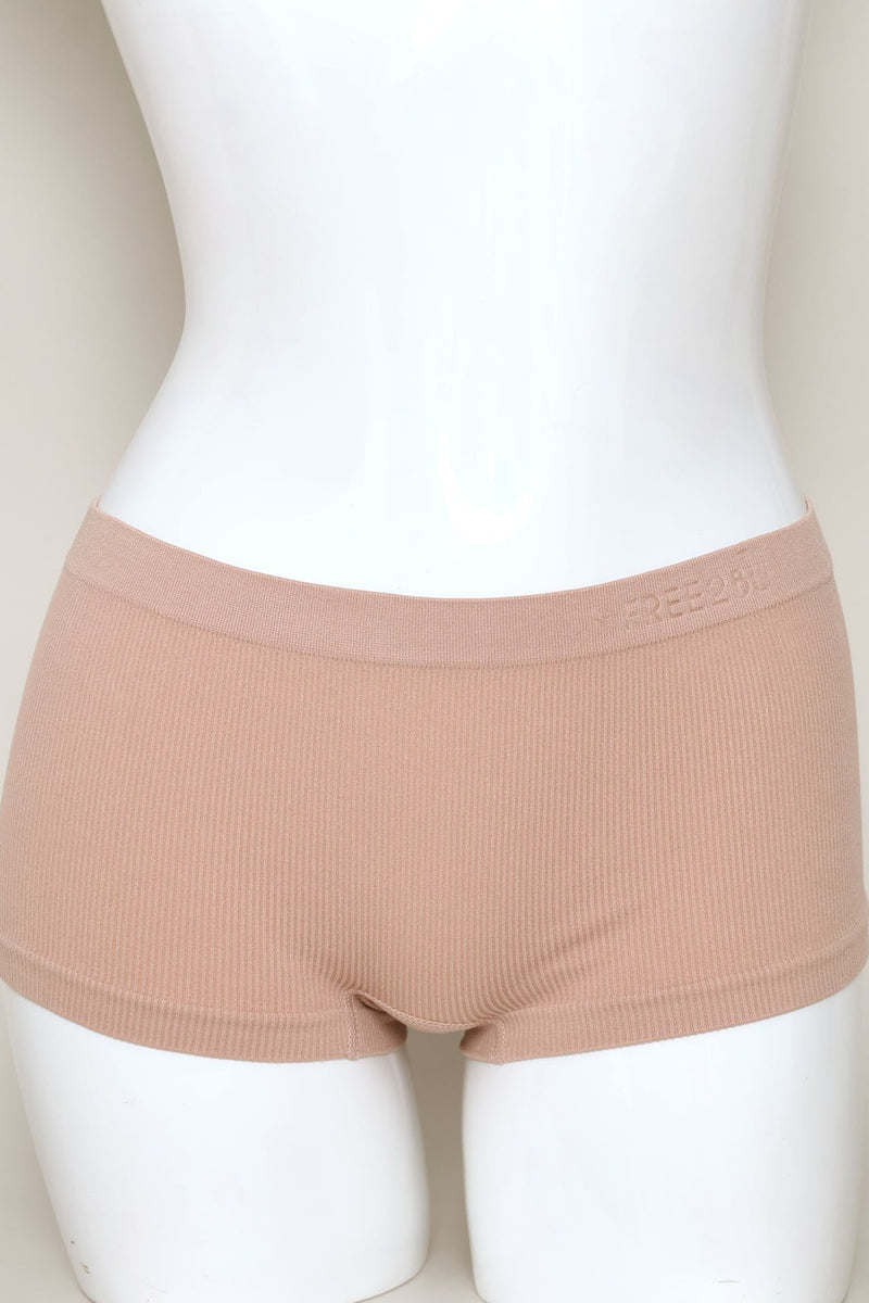 3 Pack Plain Seamless Boyleg Panties - Black/Mocca/White