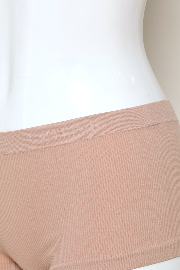 3 Pack Plain Seamless Boyleg Panties - Black/Mocca/White
