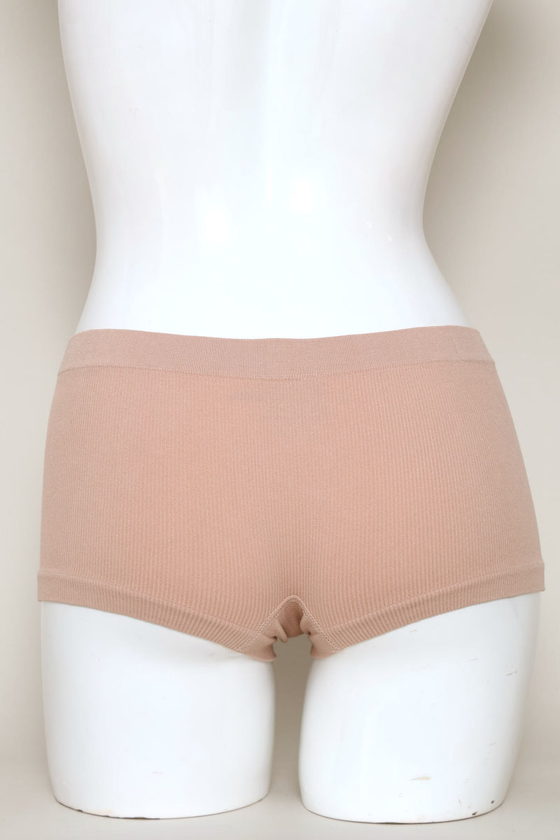 3 Pack Plain Seamless Boyleg Panties - Black/Mocca/White