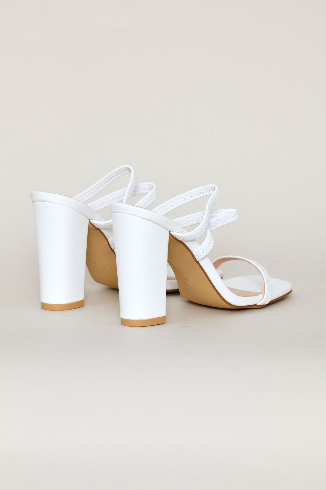 Double Strap Block Heeel - White
