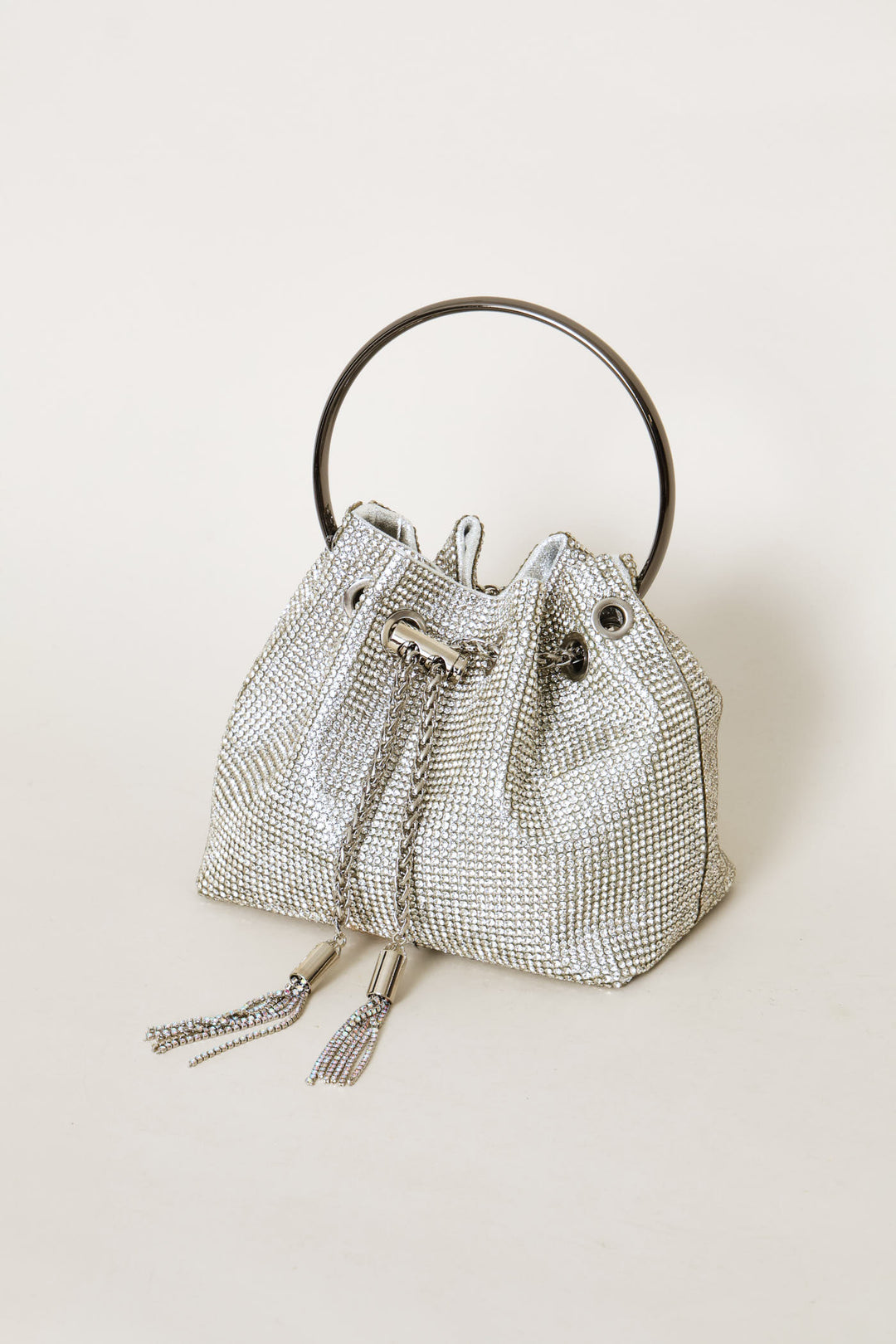 Diamante Wristlet Evening Bag - Silver