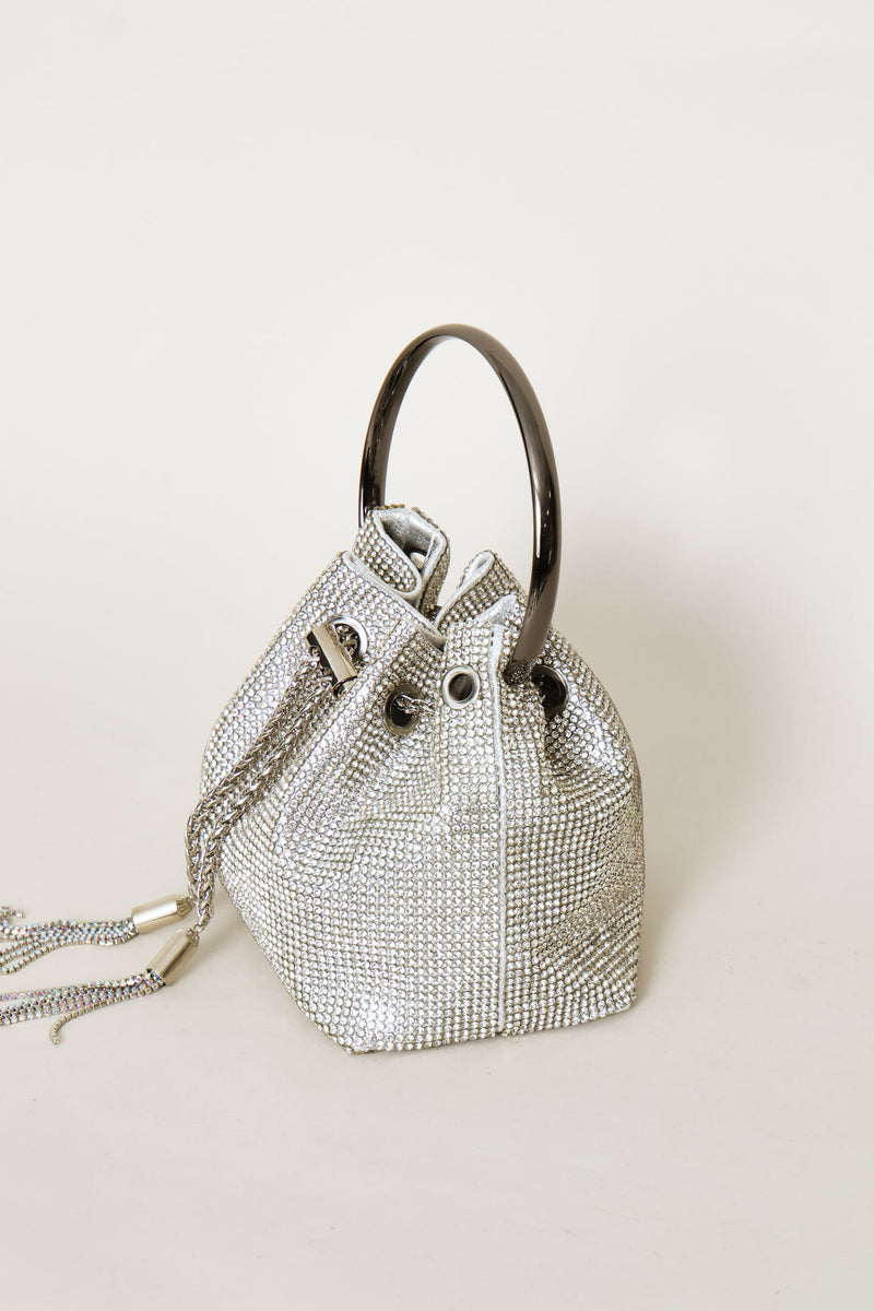 Diamante Wristlet Evening Bag - Silver