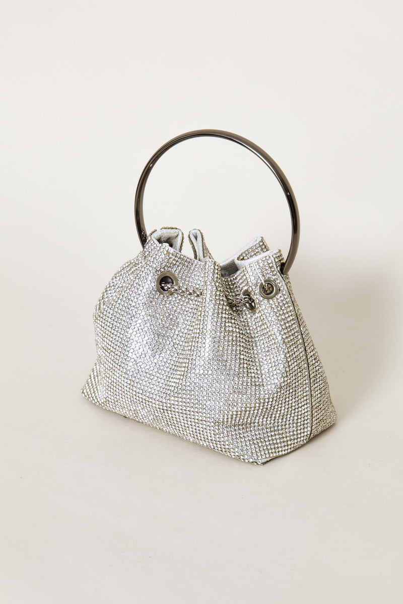 Diamante Wristlet Evening Bag - Silver