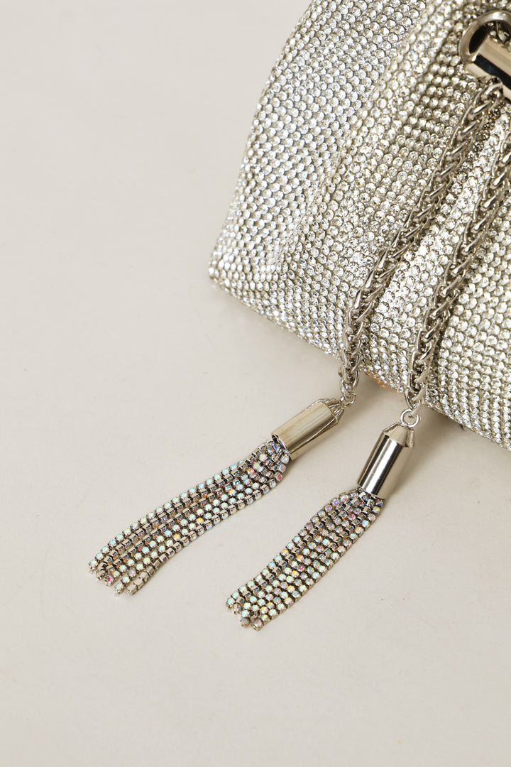 Diamante Wristlet Evening Bag - Silver