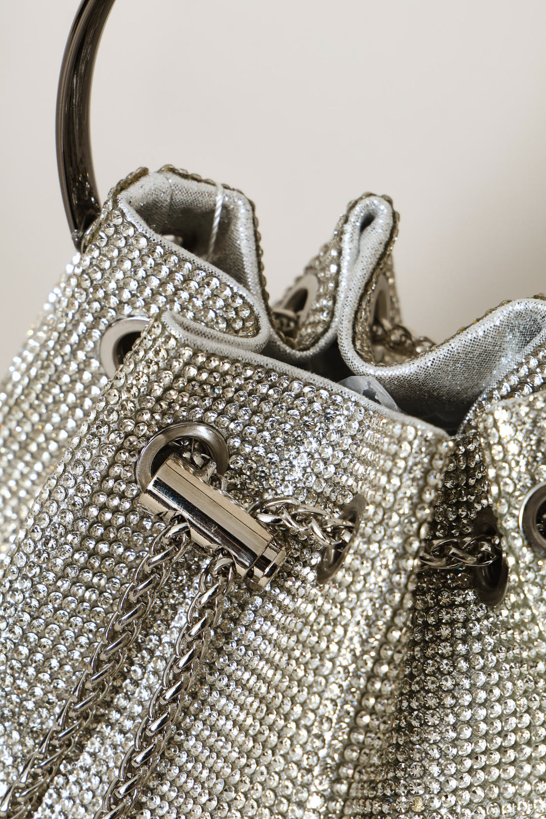 Diamante Wristlet Evening Bag - Silver