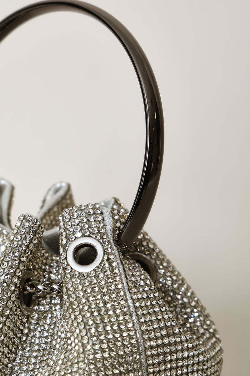 Diamante Wristlet Evening Bag - Silver