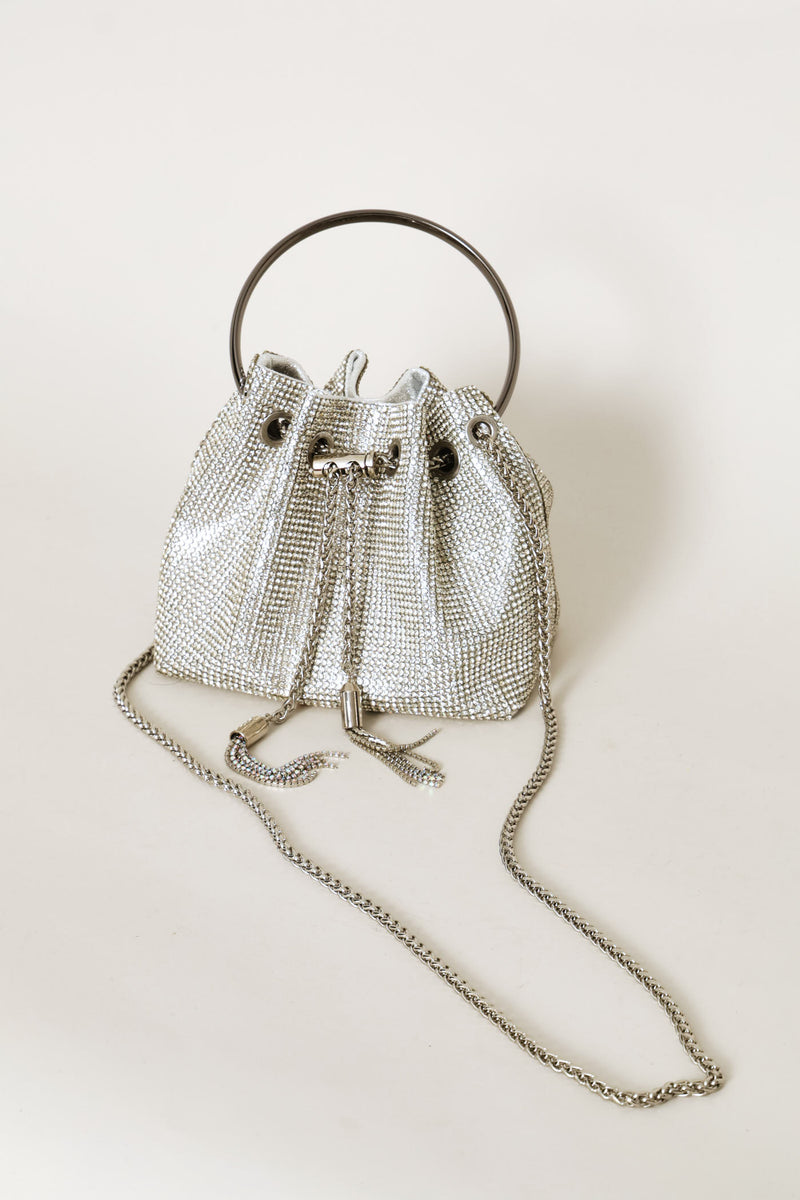 Diamante Wristlet Evening Bag - Silver