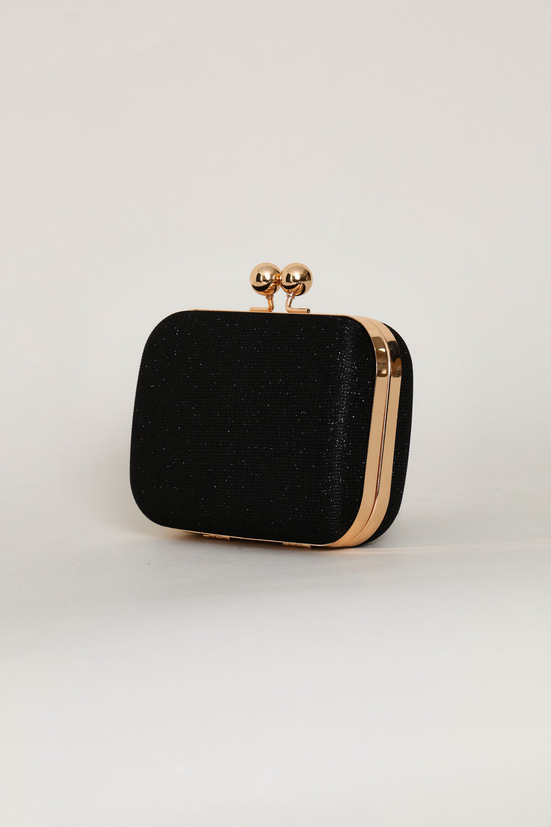 Glitter Hardcase Clutch Bag - Black