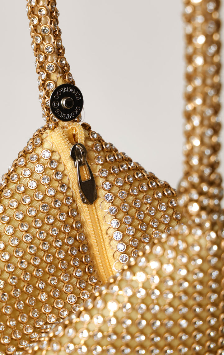 Diamante Wristlet Evening Bag - Gold