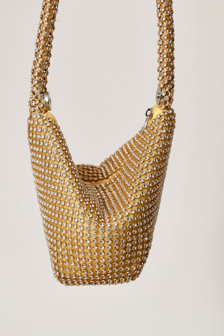 Diamante Wristlet Evening Bag - Gold