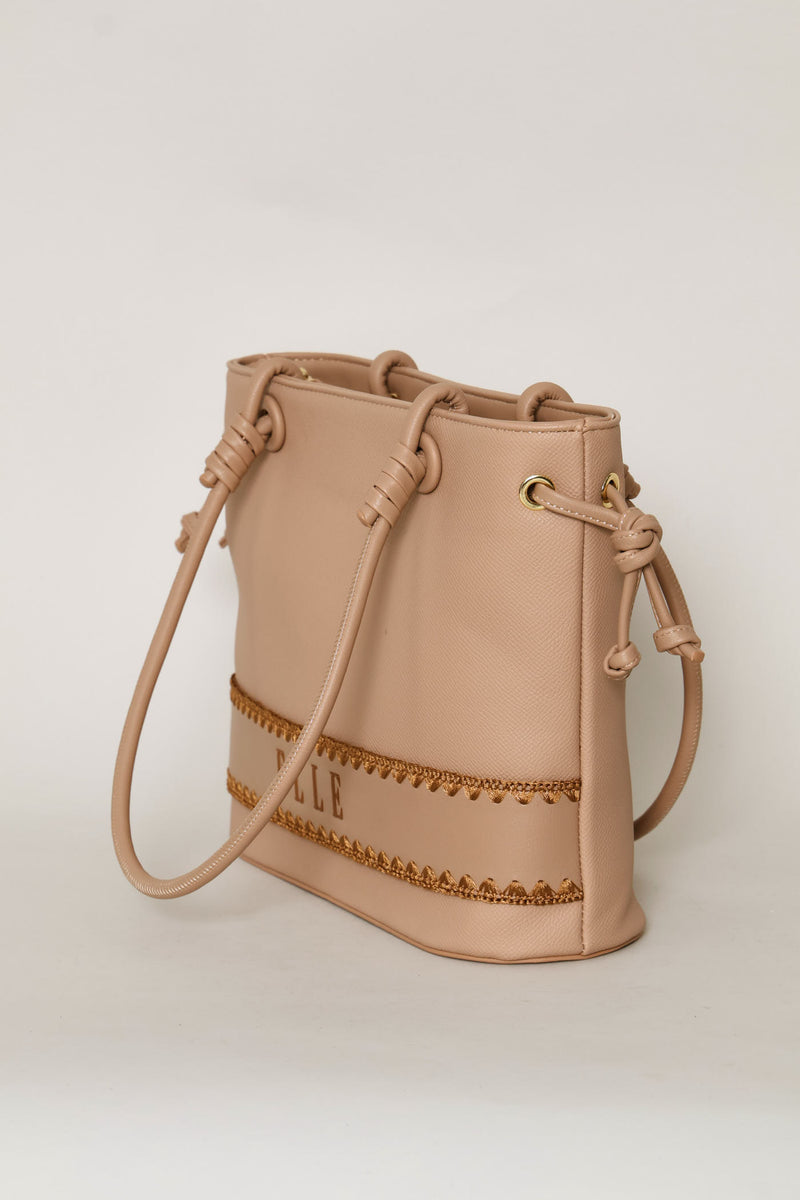 Woven Shopper Bag - Beige