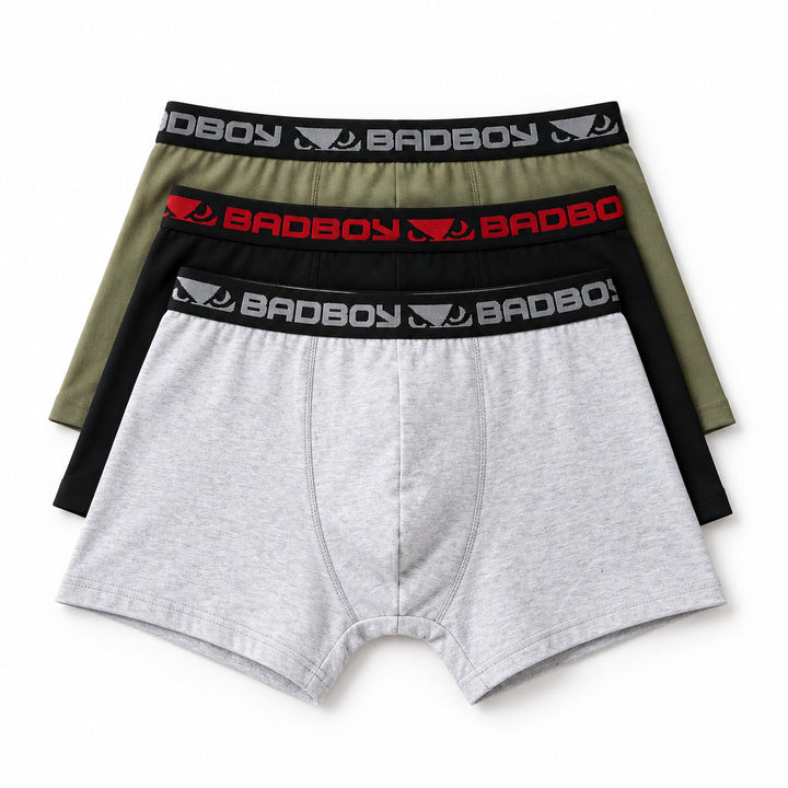 3 Pack Plain Trunks - Fatigue/Grey/Black