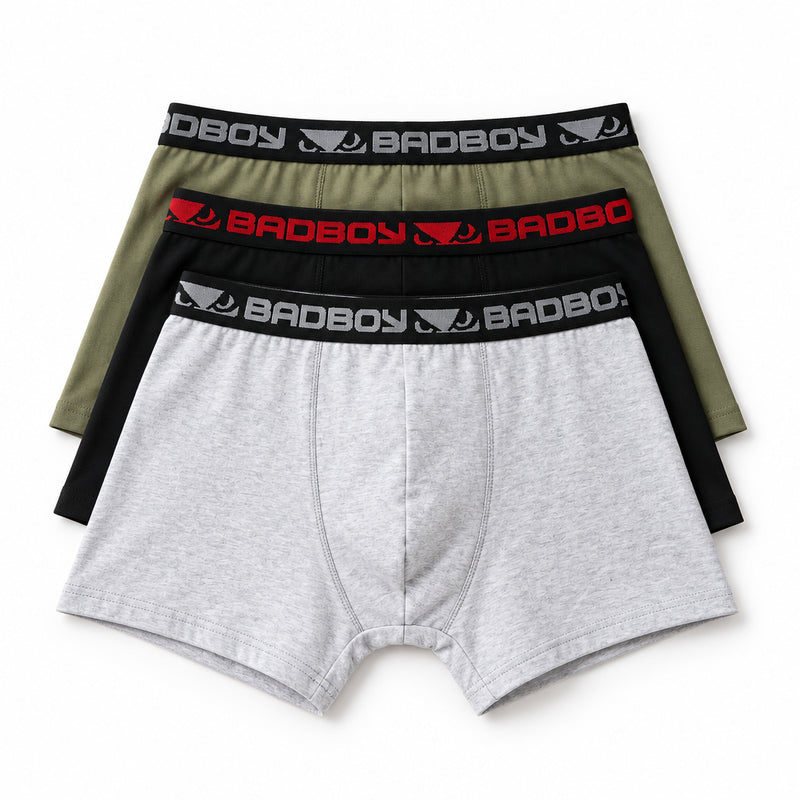 3 Pack Plain Trunks - Fatigue/Grey/Black