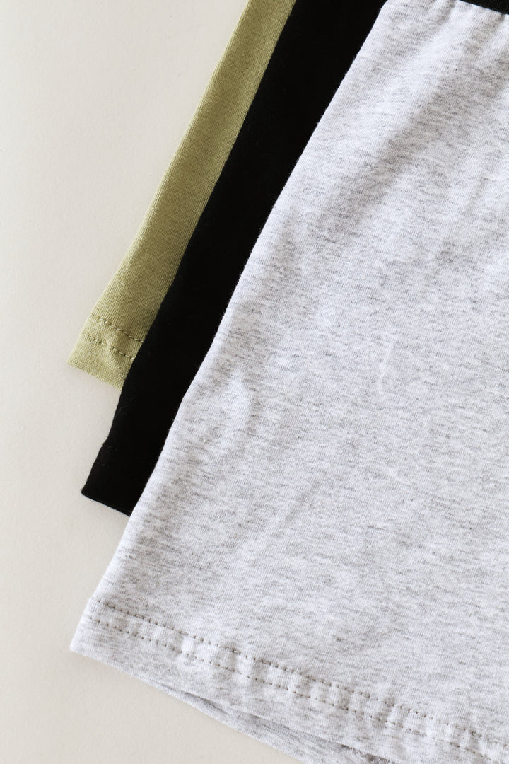 3 Pack Plain Trunks - Fatigue/Grey/Black