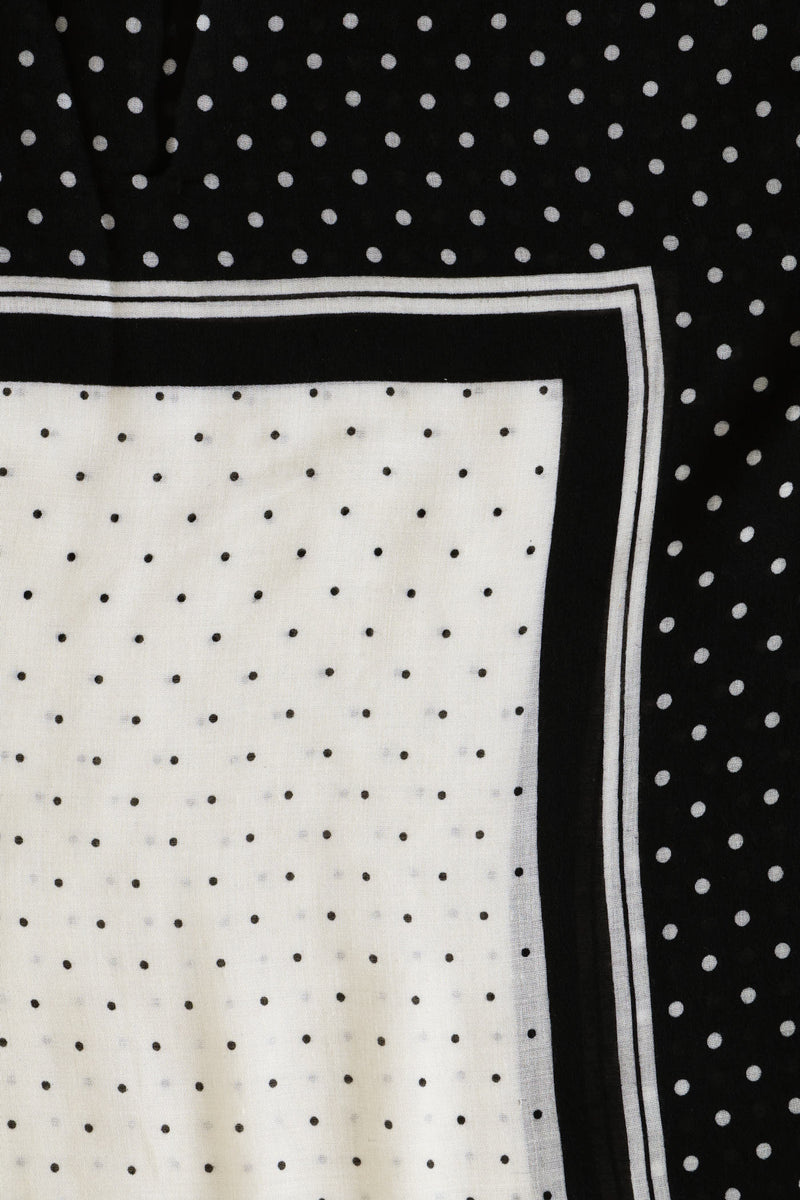Polka Dot Border Print Light Weight Scarf - White/Black