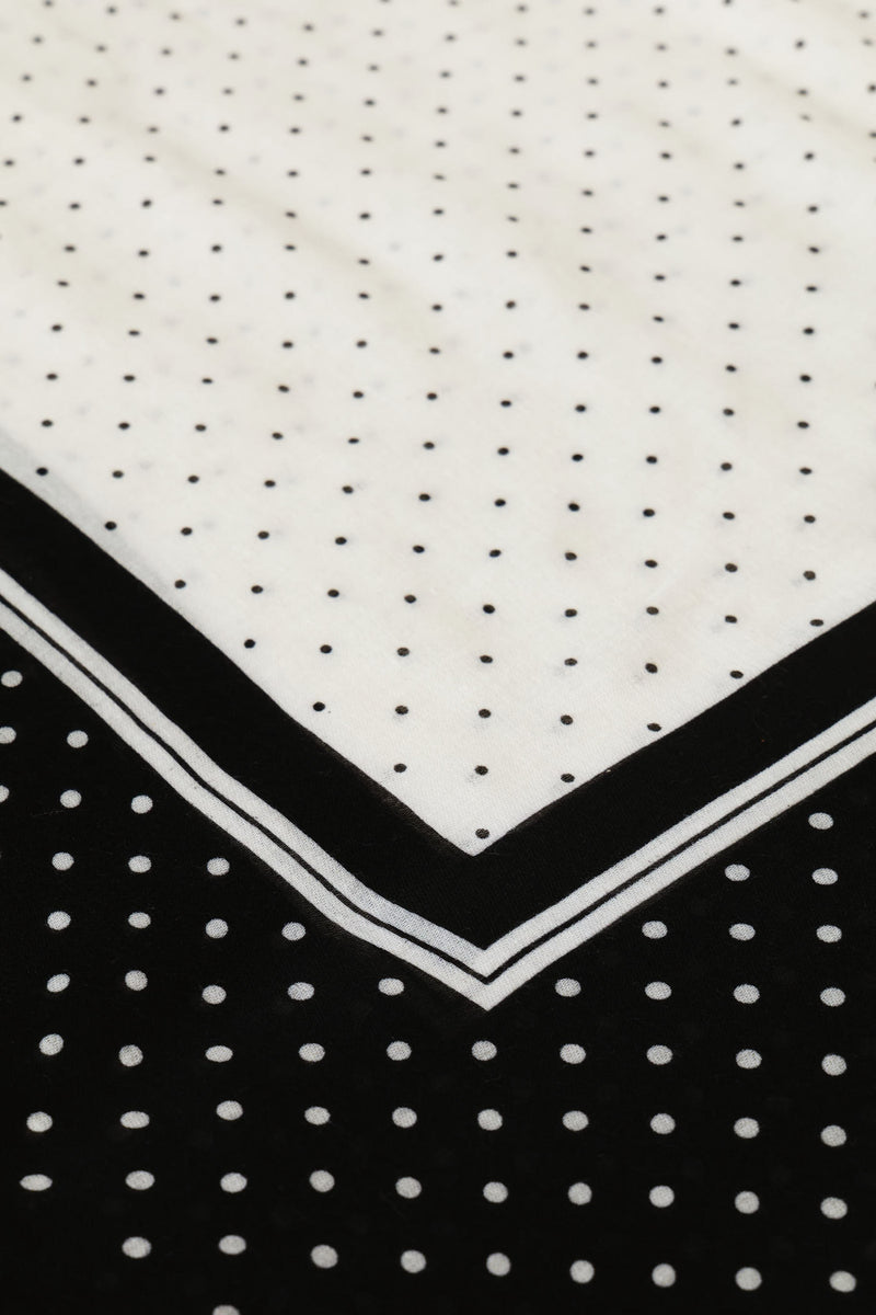 Polka Dot Border Print Light Weight Scarf - White/Black
