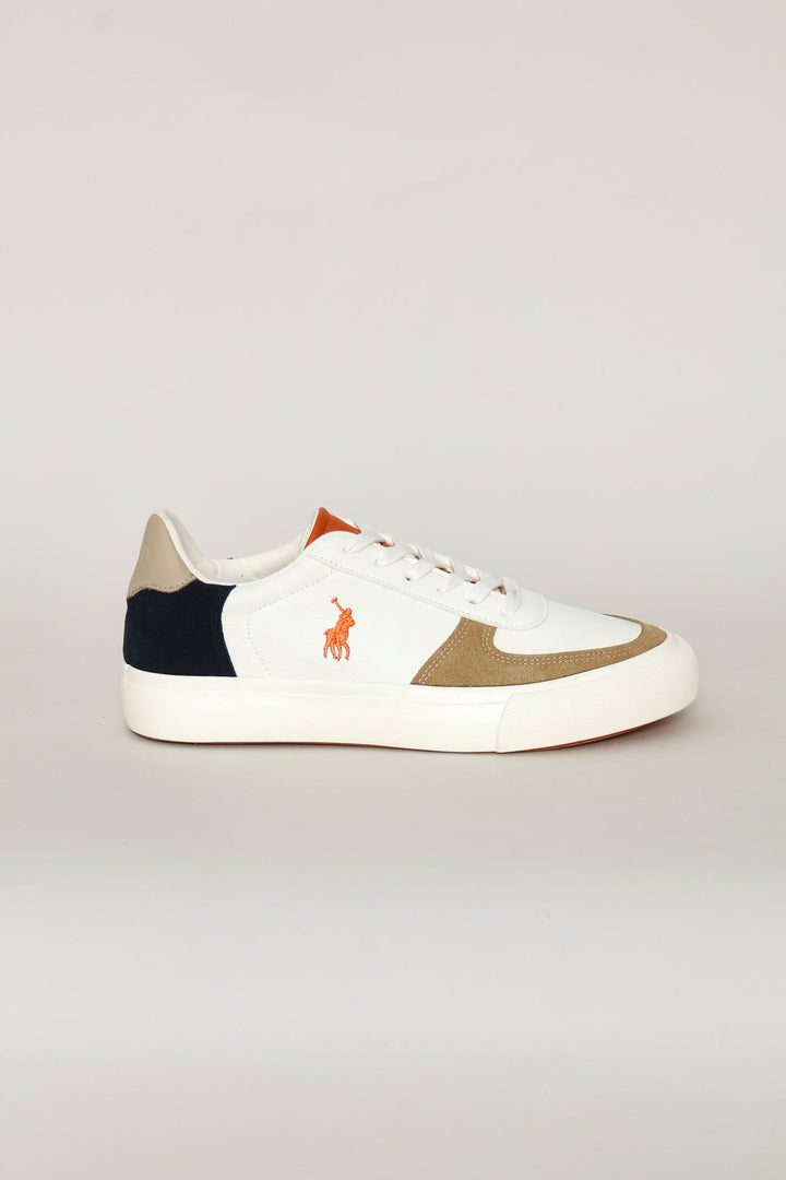Essential Leather Court Sneaker - White/Orange
